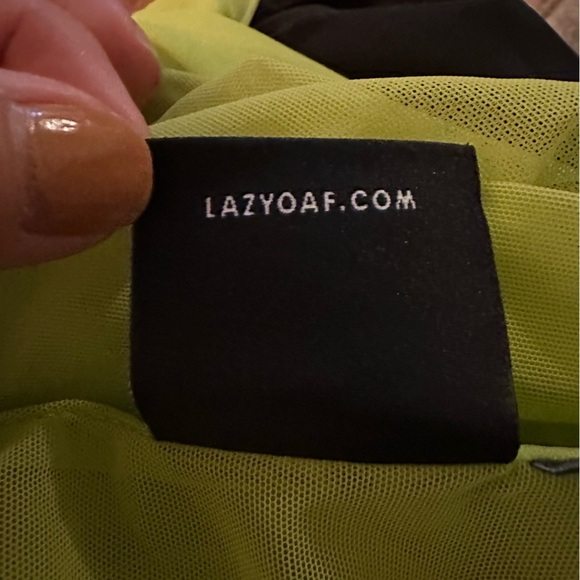 Lazy Oaf Neon Green Sheer Blouse long sleeve size 8 mock neck layering top s - Picture 5 of 5